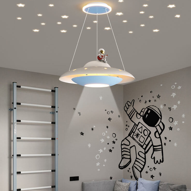 Moderne Creatieve Vliegende Schotel Ruimte Astronaut Kinderen Led Kroonluchter