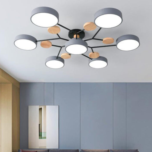 Moderne Scandinavische Ronde Molecuultak Ontwerp Led Semi-inbouw Plafondlamp Voor Woonkamer