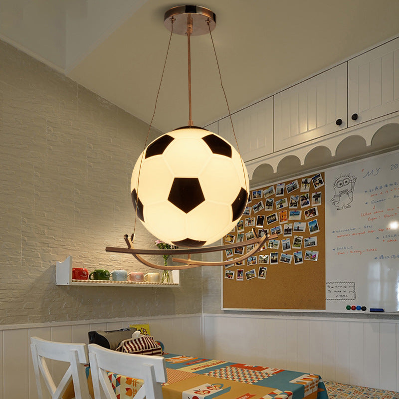 Cartoon Creatieve Voetbal Glas Ijzer 1-lichts Kinder Hanglamp