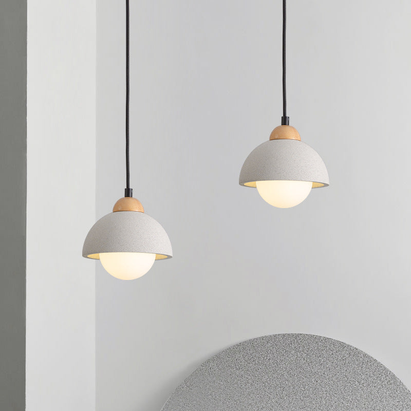 Moderne Scandinavische Cement Dome Glazen Kap 1-Lichts Hanglamp Voor Slaapkamer