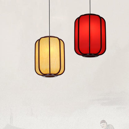 Moderne Chinese Imitatie Schapenvacht Houten Lantaarn 1-Lichts Hanglamp