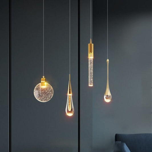 Moderne Scandinavische Waterdruppels Ijzer Aluminium Kristal Led Kroonluchter Voor Slaapkamer