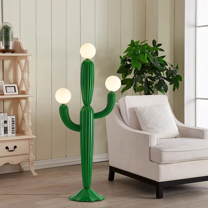 Hedendaagse Creatieve Cactushars Glazen 3-Lichts Staande Vloerlamp Voor Woonkamer