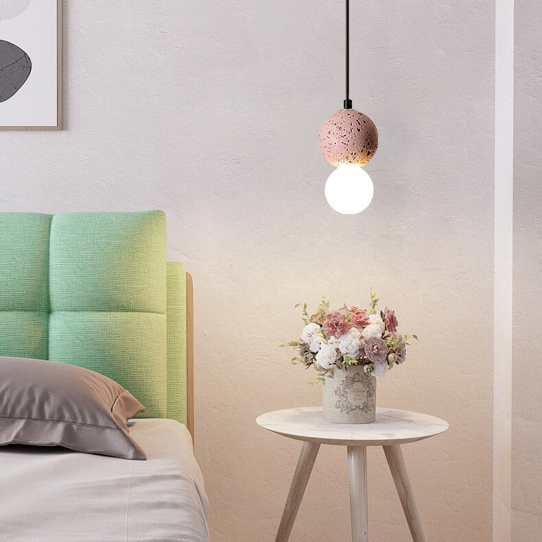 Moderne Scandinavische Orb Terrazzo 1-lichts Hanglamp Voor Slaapkamer