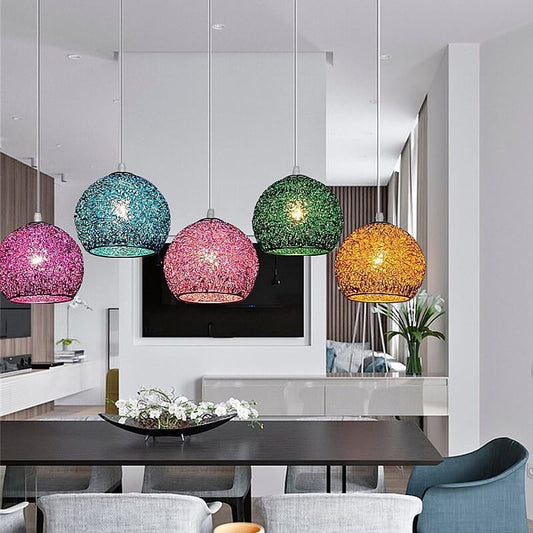 Hedendaagse Creatieve Aluminium Macaron Ronde Hanglamp Met 1 Lichtpunt Voor De Woonkamer