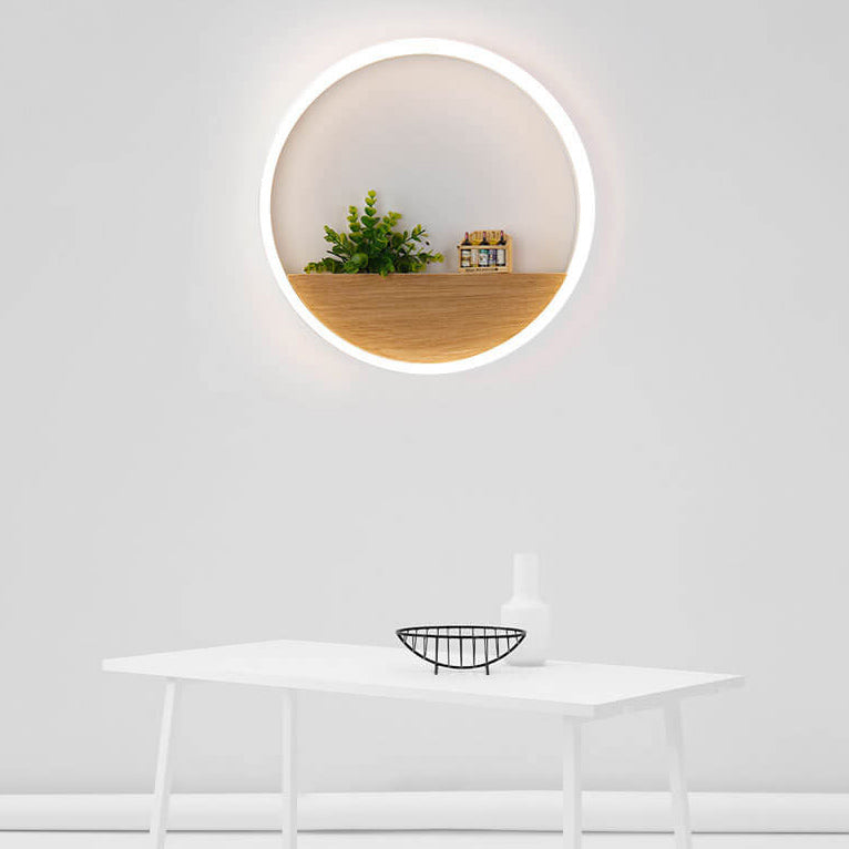 Creatieve Massief Houten Acryl Opslag Decoratie Ronde Led Wandlamp