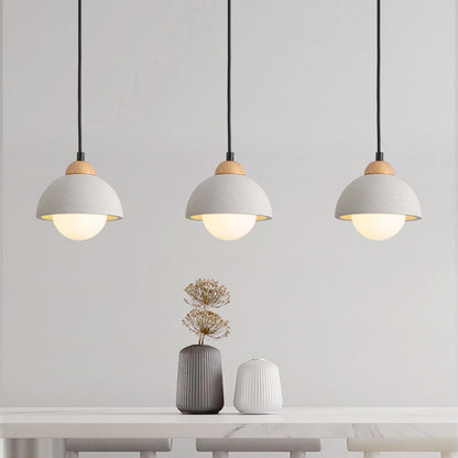 Moderne Scandinavische Cement Dome Glazen Kap 1-Lichts Hanglamp Voor Slaapkamer