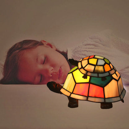 Europese Tiffany Turtle Glas-in-lood 1-lichts Nachtlampje Tafellamp