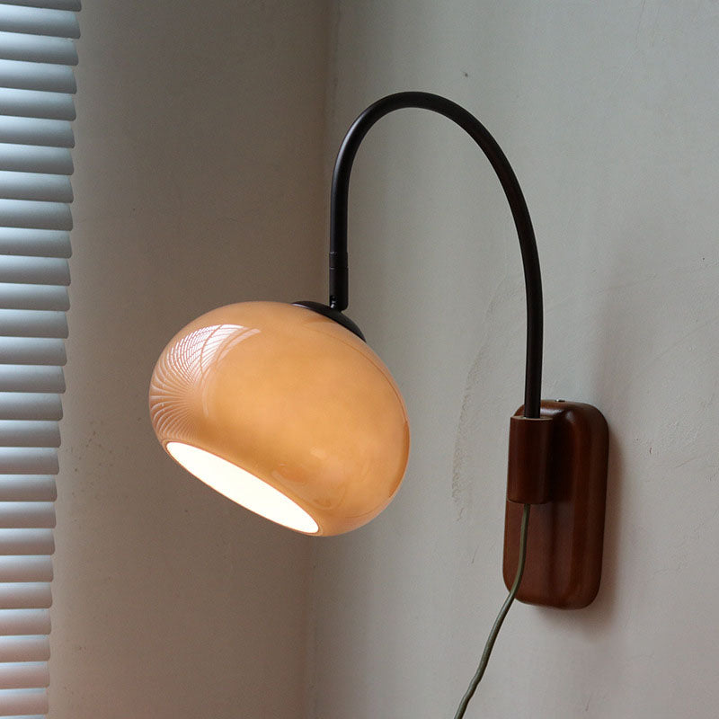 Europese Minimalistische Glazen Wandlamp Van Massief Hout Met 1 Lamp