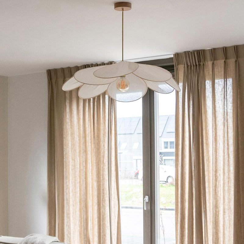 Hedendaagse Boho Petal Stoffen Lampenkap 1-Lichts Hanglamp Voor Woonkamer