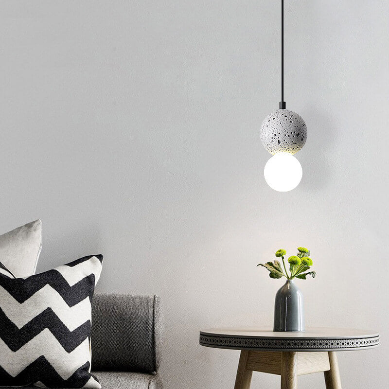 Moderne Scandinavische Orb Terrazzo 1-lichts Hanglamp Voor Slaapkamer