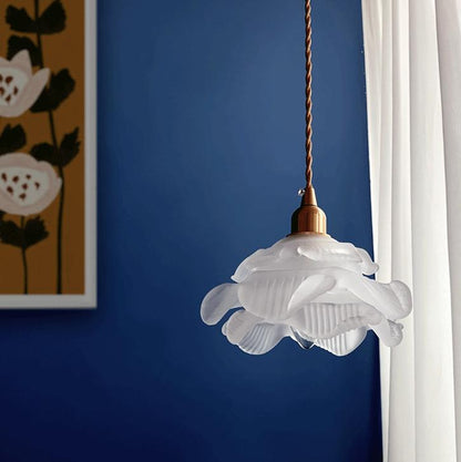 Franse Vintage Petal Glass 1-Lichts Led Hanglamp