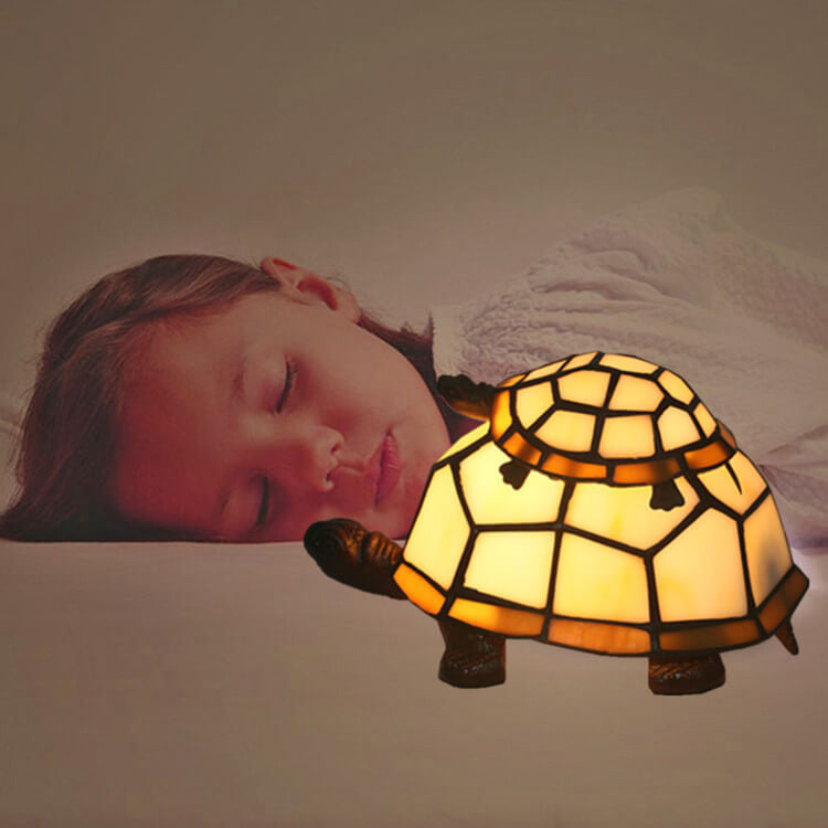 Europese Tiffany Turtle Glas-in-lood 1-lichts Nachtlampje Tafellamp