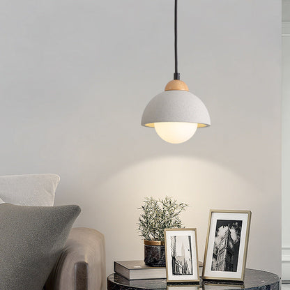 Moderne Scandinavische Cement Dome Glazen Kap 1-Lichts Hanglamp Voor Slaapkamer