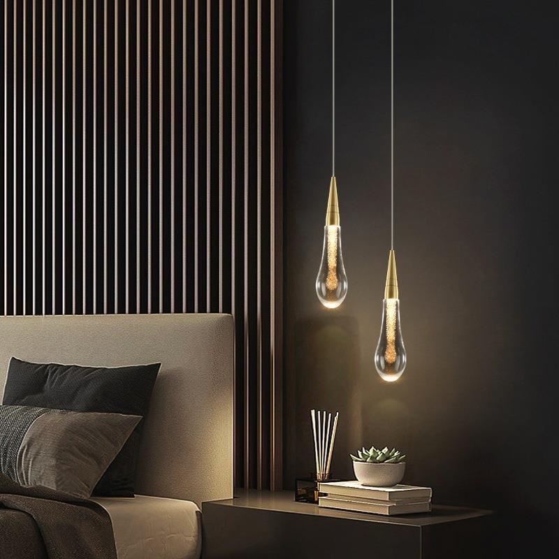 Moderne Scandinavische Waterdruppels Hardware Glazen Led Hanglamp Voor Slaapkamer