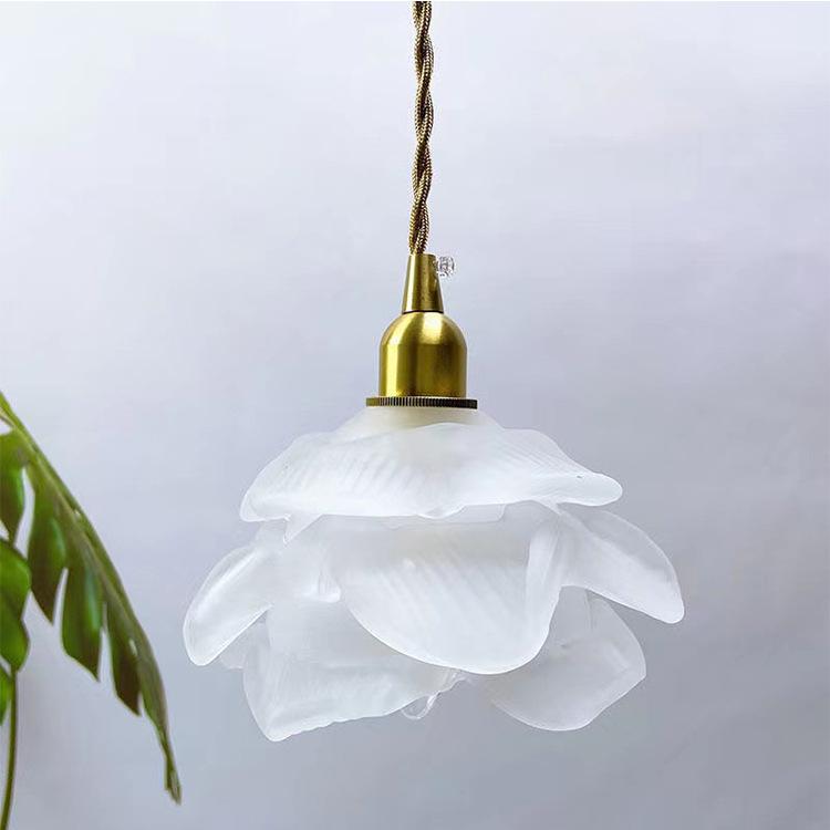 Franse Vintage Petal Glass 1-Lichts Led Hanglamp