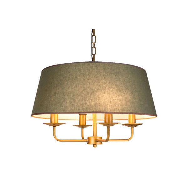 Europese Vintage Klassieke Ijzeren Stoffen Hanglamp Met 4 Lampen