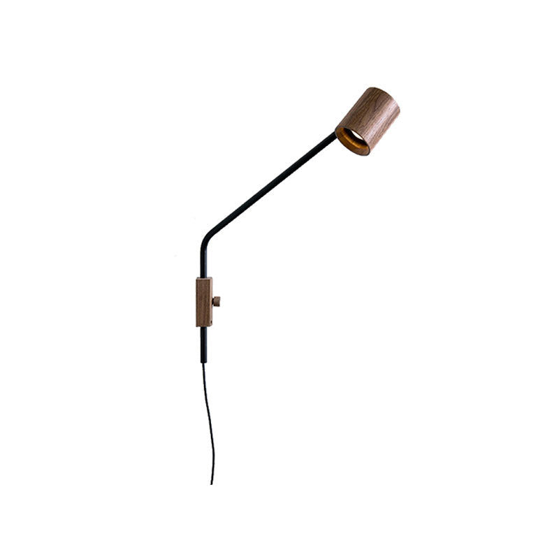 Hedendaagse Simplicity Houten Cilinder Kap Ijzer 1-Lichts Wandlamp Lamp Voor Slaapkamer