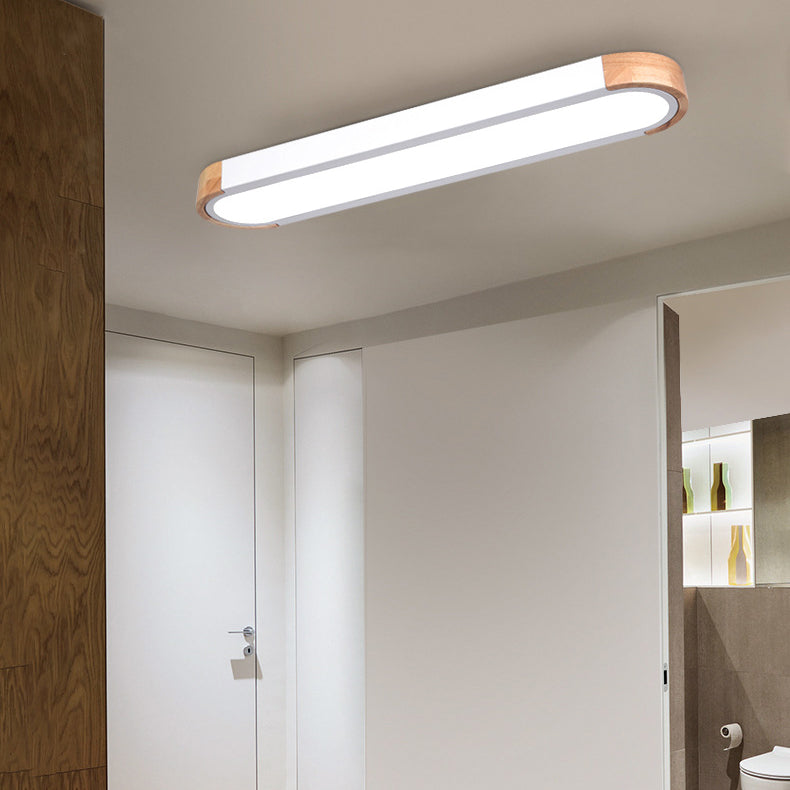 Moderne Scandinavische Lange Ovale Ijzeren Log Acryl Led Plafondlamp Voor Slaapkamer