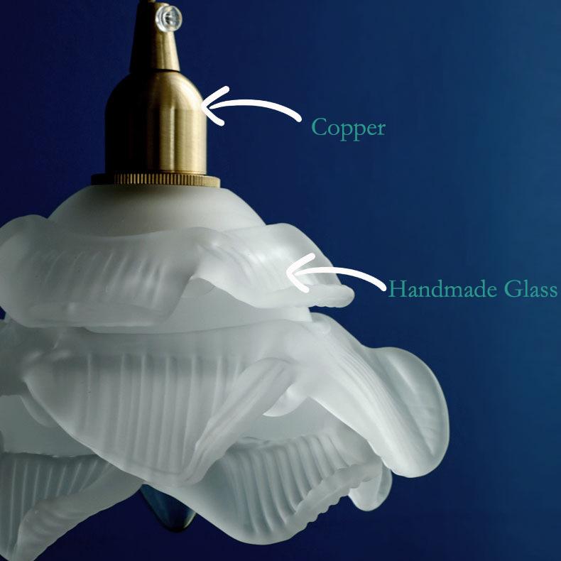 Franse Vintage Petal Glass 1-Lichts Led Hanglamp