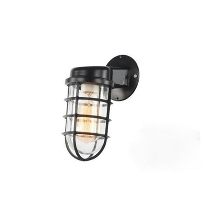 Moderne Industriële Aluminium Ronde Kooi 1-Lichts Waterdichte Wandlamp Voor Entree