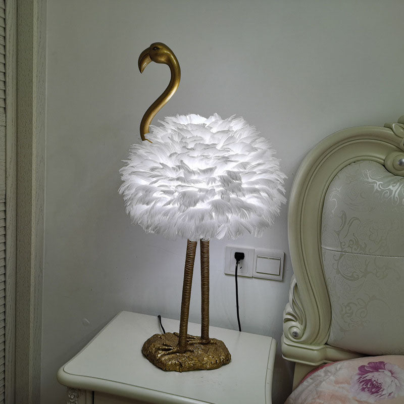 Moderne Scandinavische Ganzenveren Metalen Flamingo Bal 1-lichts Tafellamp Voor Naast Het Bed