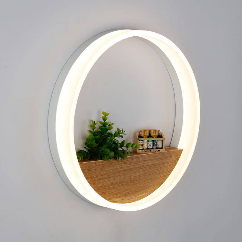 Creatieve Massief Houten Acryl Opslag Decoratie Ronde Led Wandlamp