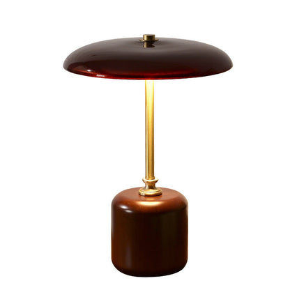 Hedendaagse Retro Messing Hout Glas Ronde Cilinder Led Tafellamp Voor Nachtkastje