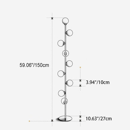 Moderne Scandinavische Cilindrische Metalen Glazen 9-lichts Staande Vloerlamp Voor De Woonkamer