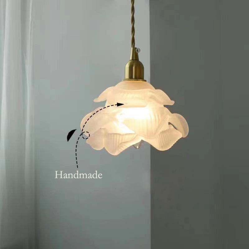 Franse Vintage Petal Glass 1-Lichts Led Hanglamp