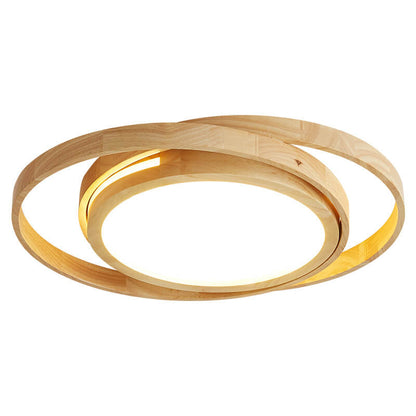 Minimalistische Log Houten Cirkel Ring Led Plafondlamp