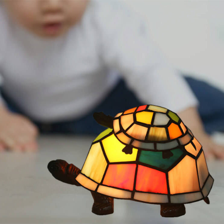 Europese Tiffany Turtle Glas-in-lood 1-lichts Nachtlampje Tafellamp