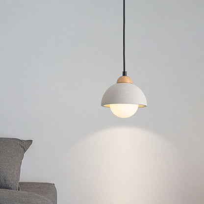 Moderne Scandinavische Cement Dome Glazen Kap 1-Lichts Hanglamp Voor Slaapkamer