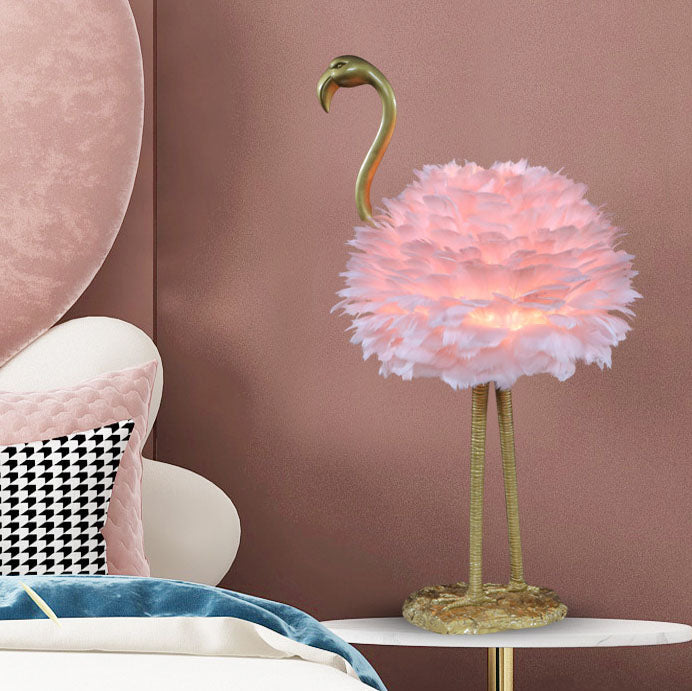 Moderne Scandinavische Ganzenveren Metalen Flamingo Bal 1-lichts Tafellamp Voor Naast Het Bed