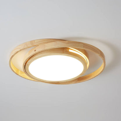 Minimalistische Log Houten Cirkel Ring Led Plafondlamp