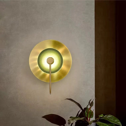 Moderne Scandinavische Ronde Schijf Ijzeren Glazen 1-Lichts Wandlamp Voor Woonkamer