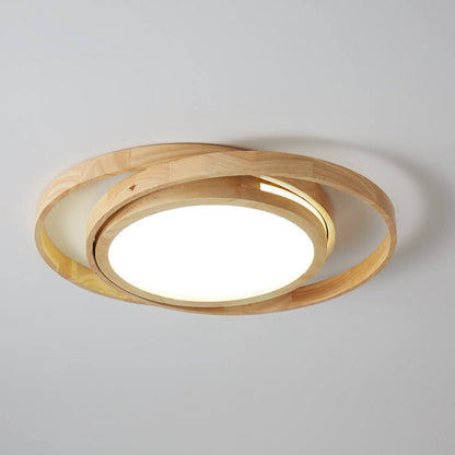 Minimalistische Log Houten Cirkel Ring Led Plafondlamp