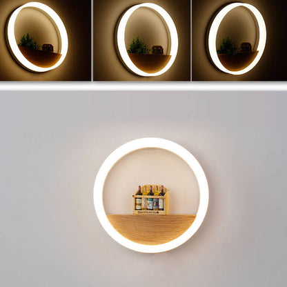 Creatieve Massief Houten Acryl Opslag Decoratie Ronde Led Wandlamp