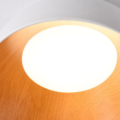 Minimalistische Houten Kom Ijzeren Led Plafondlamp