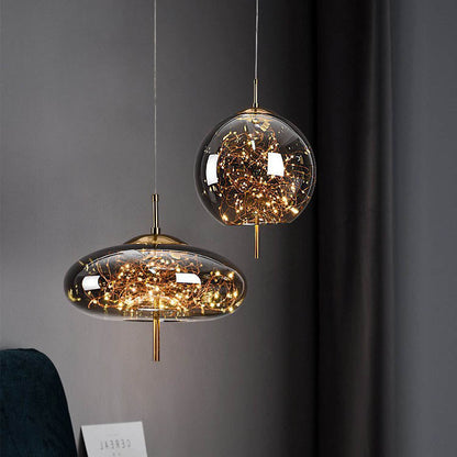 Moderne Scandinavische Cilindervormige Ovale Glazen Hanglamp Met 1 Lichtpunt Voor De Slaapkamer