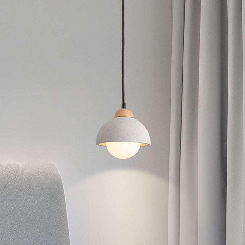 Moderne Scandinavische Cement Dome Glazen Kap 1-Lichts Hanglamp Voor Slaapkamer