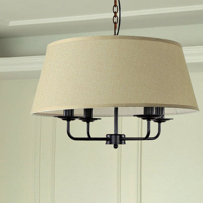 Europese Vintage Klassieke Ijzeren Stoffen Hanglamp Met 4 Lampen