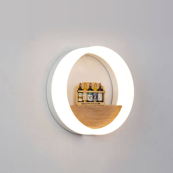 Creatieve Massief Houten Acryl Opslag Decoratie Ronde Led Wandlamp