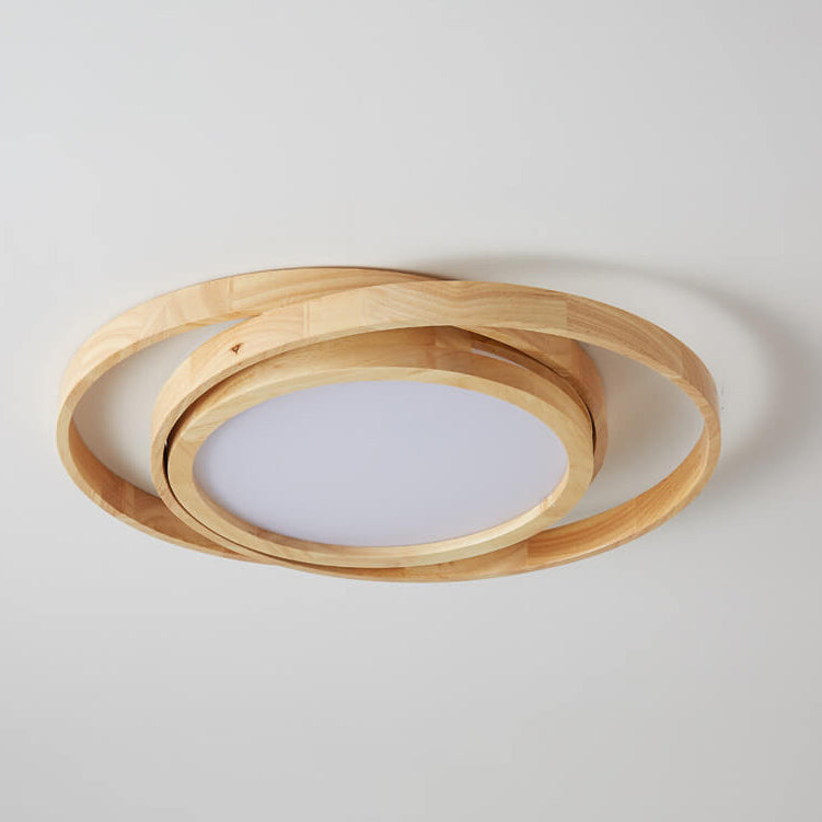 Minimalistische Log Houten Cirkel Ring Led Plafondlamp