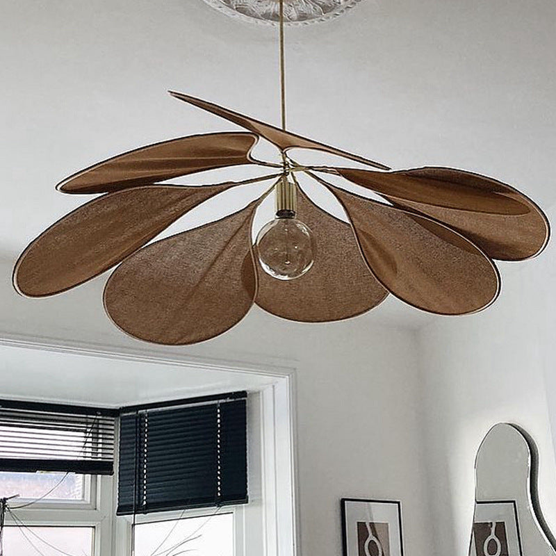 Hedendaagse Boho Petal Stoffen Lampenkap 1-Lichts Hanglamp Voor Woonkamer