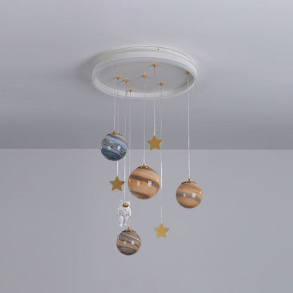 Moderne Scandinavische Ruimteplaneet Acryl Glazen Ronde Kap Led Kinderplafondlamp Voor Slaapkamer