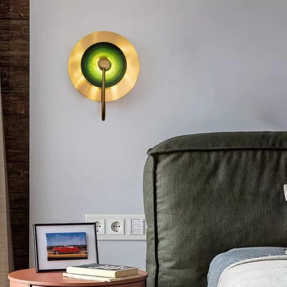 Moderne Scandinavische Ronde Schijf Ijzeren Glazen 1-lichts Wandlamp Voor Woonkamer