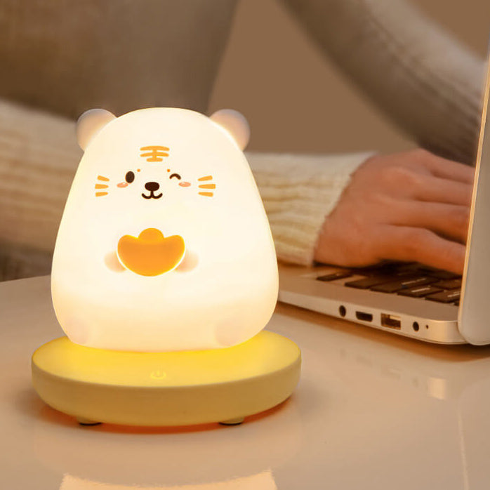 Creatieve Siliconen Dieren Usb Oplaadbare Nachtlamp Decoratieve Tafellamp