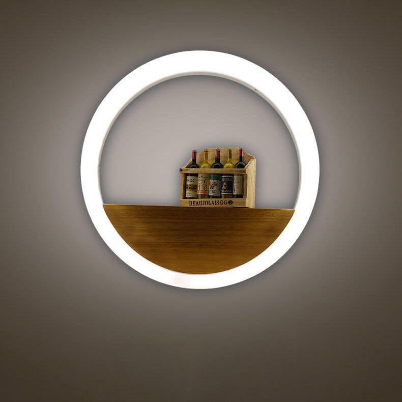 Creatieve Massief Houten Acryl Opslag Decoratie Ronde Led Wandlamp