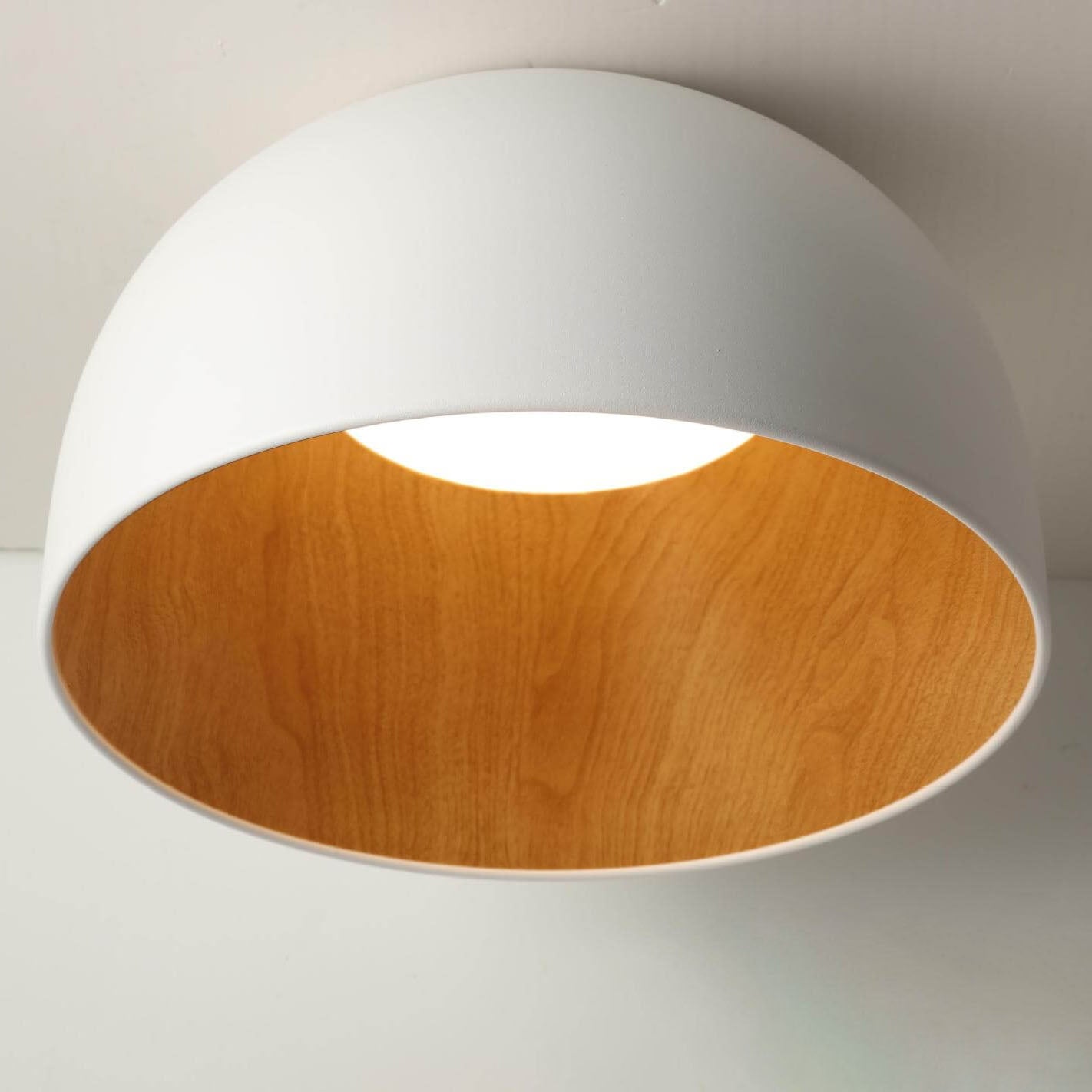 Minimalistische Houten Kom Ijzeren Led Plafondlamp